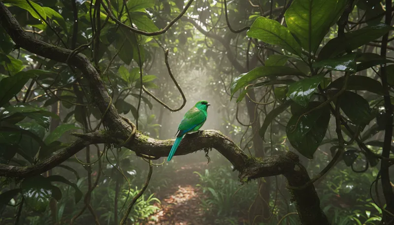 Illustration of canopy: The upper layer of a forest, formed by tree tops.
