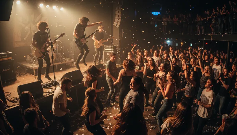 Illustration of rock'n'roll: a genre of popular music with a strong beat