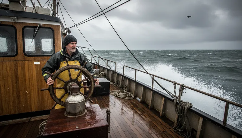 Illustration of seaman: A person who works on a ship.