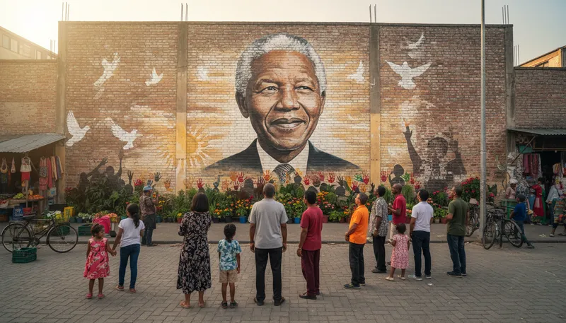 Illustration of mandela: A South African leader and activist.