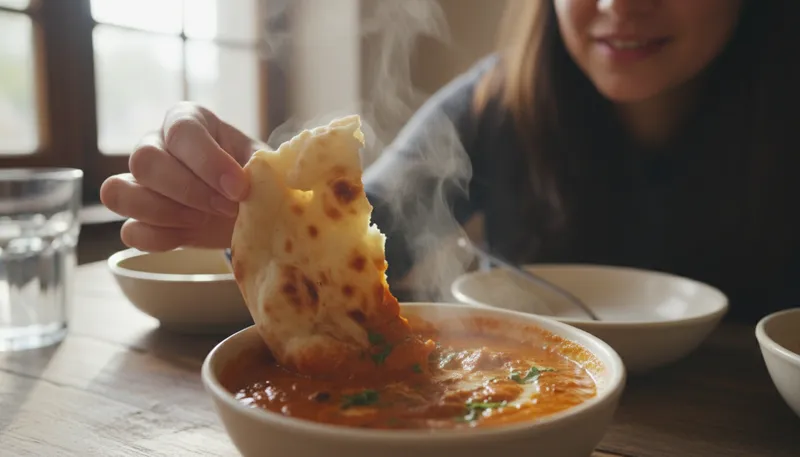 Illustration of naan: Soft Indian flatbread served with meals.
