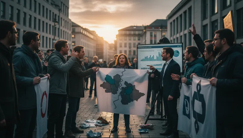 Illustration of separatism: The advocacy for separating from a larger group.