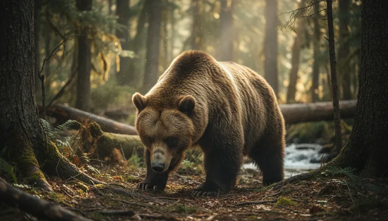 Illustration of grizzly: A large bear found in North America.