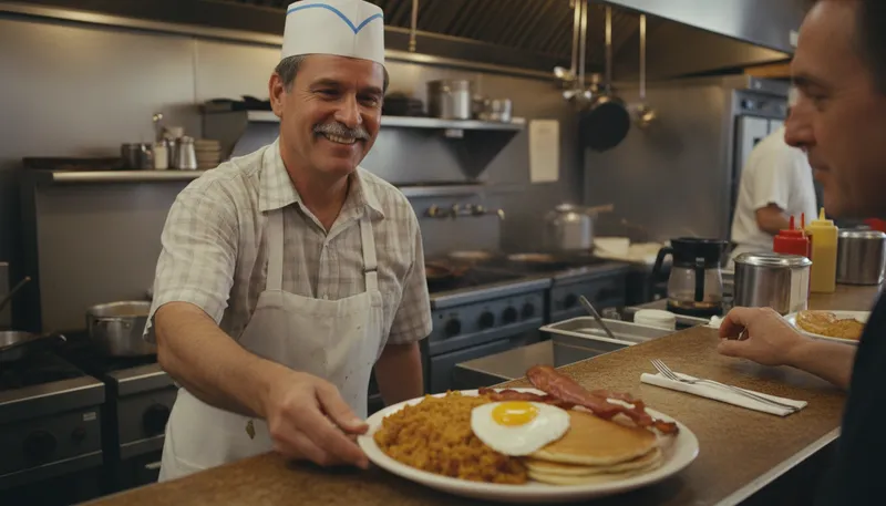 Illustration of hash slinger: a cook or food server