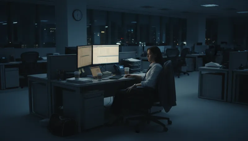 Illustration of workaholic: A person addicted to working excessively.