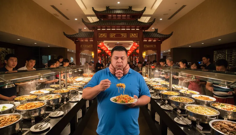 Illustration of have got more chins than chinatown: to be very overweight or have many chins