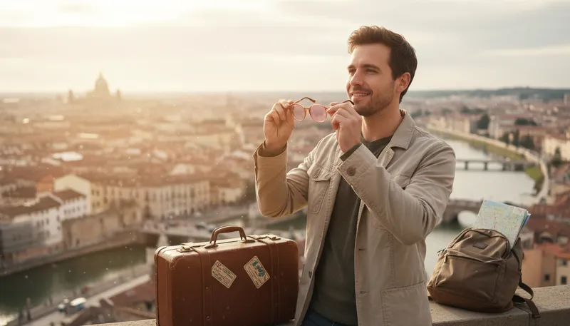Illustration of rose-colored glasses: an optimistic or idealistic view
