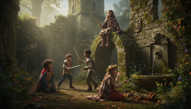 Illustration of camelot: A legendary castle associated with King Arthur.