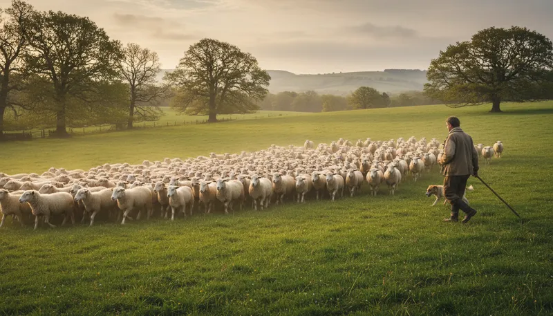 Illustration of shepherd: A person who tends and guides sheep.