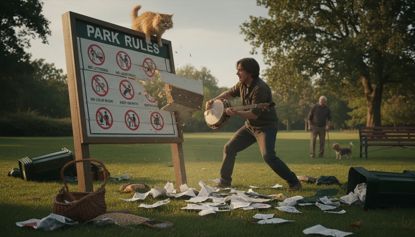 Ilustración de play the cat and banjo with: To treat roughly or play havoc with something.