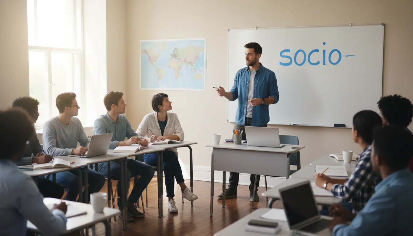 socio 일러스트: a prefix relating to society or social issues