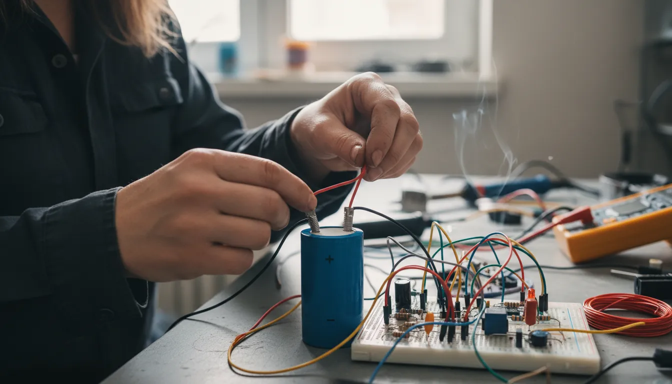 Illustrazione di cathode: The positive terminal of a battery.