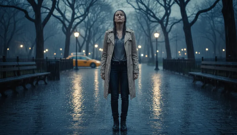 Illustration of soaked to the skin: thoroughly drenched from head to toe