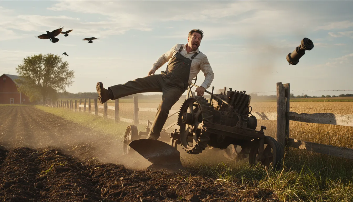 Illustrazione di buy the farm: to die, especially in an accident.