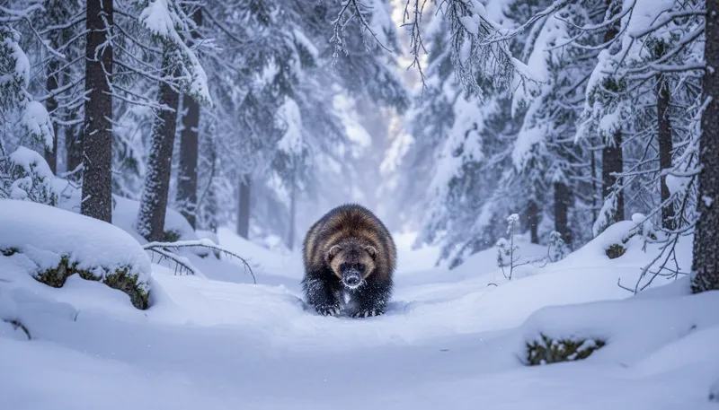 Illustration of wolverine: A strong, carnivorous mammal with sharp claws.
