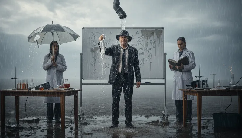 Illustration of all wet: Completely wrong or misguided.