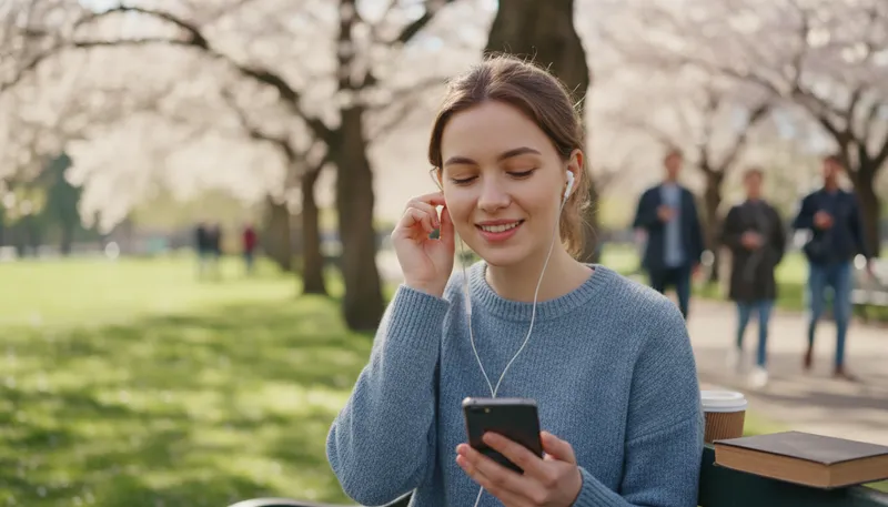 Illustration of earbuds: Small headphones that fit directly in ears.