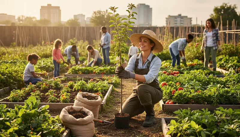 Illustration of johnny appleseed: A person who spreads ideas or resources.