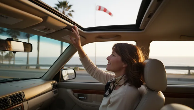 Illustration of sunroof: a movable panel in a car roof.