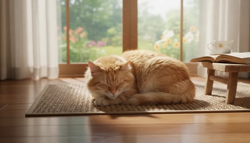 Illustration of on the mat: located or positioned on a flat surface.