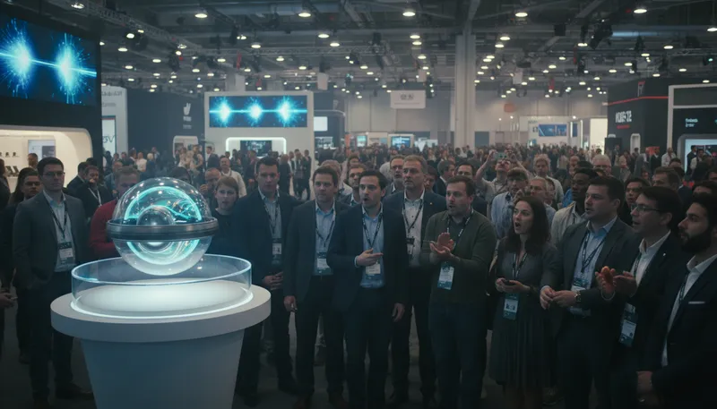 Illustration of ces: A large technology trade show held annually.