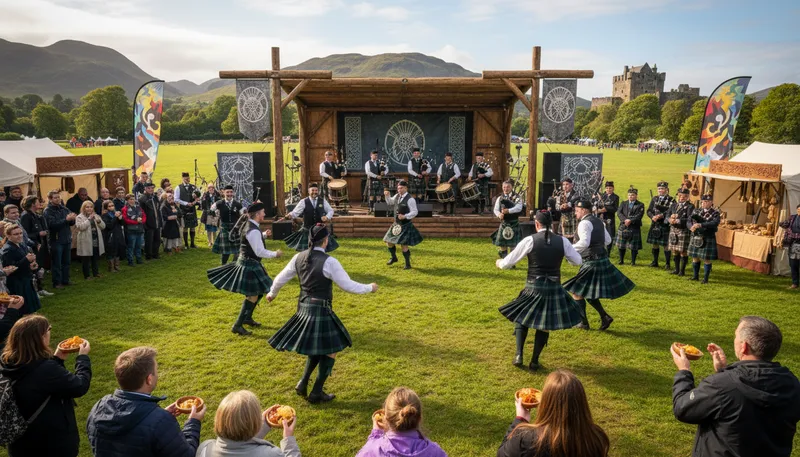 Illustration of caledonian: Relating to Scotland or its culture.