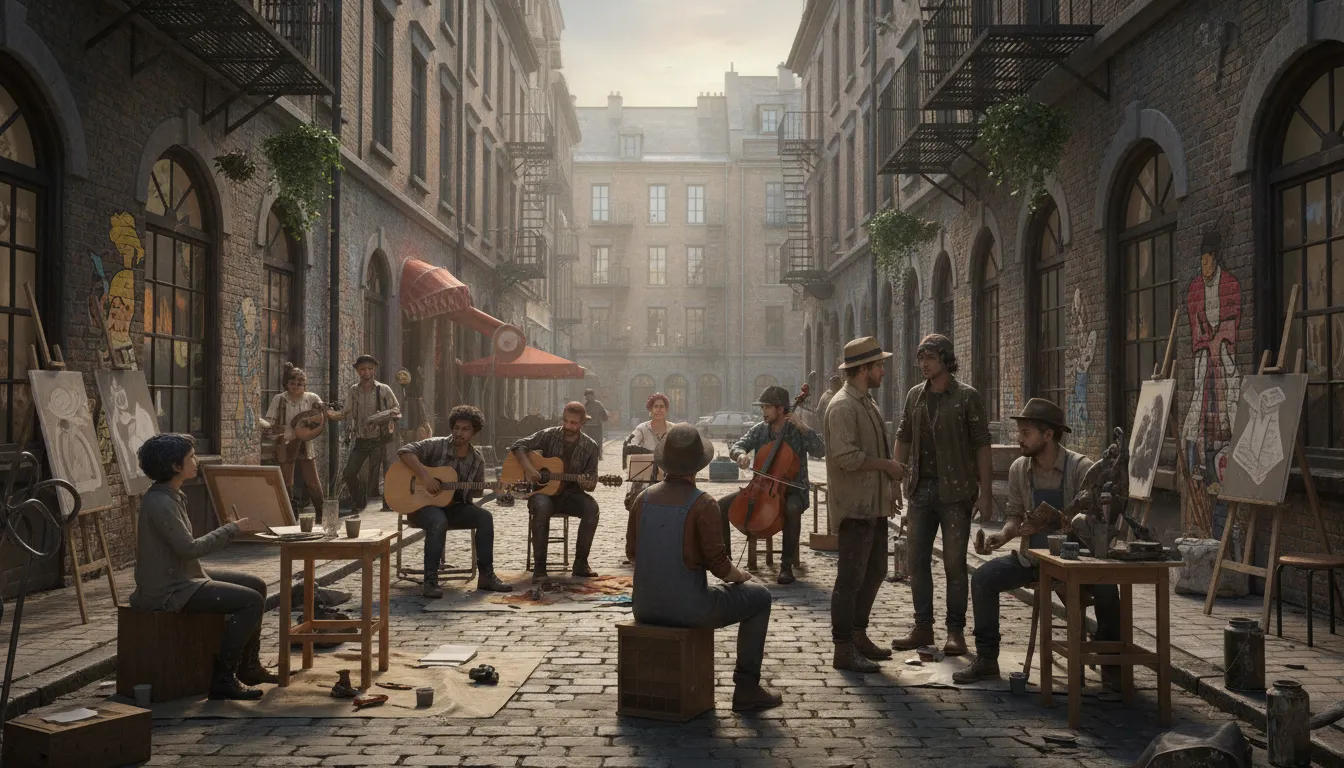ภาพประกอบของ bohemia: A community of unconventional artists.