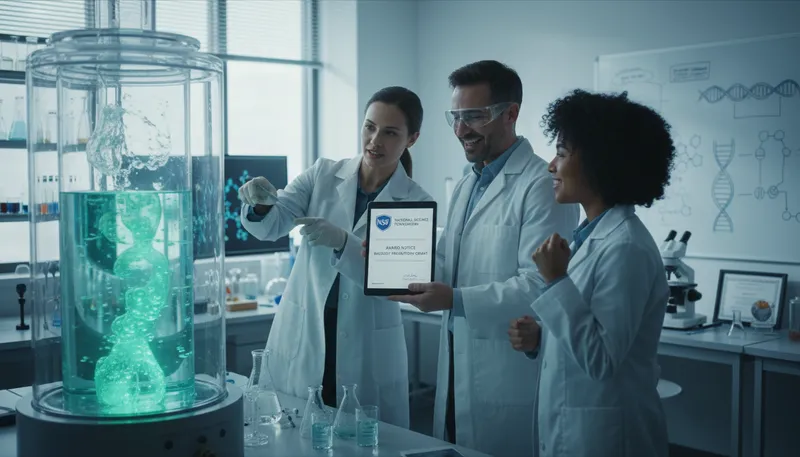 Illustration of nsf: National Science Foundation, supports scientific research.