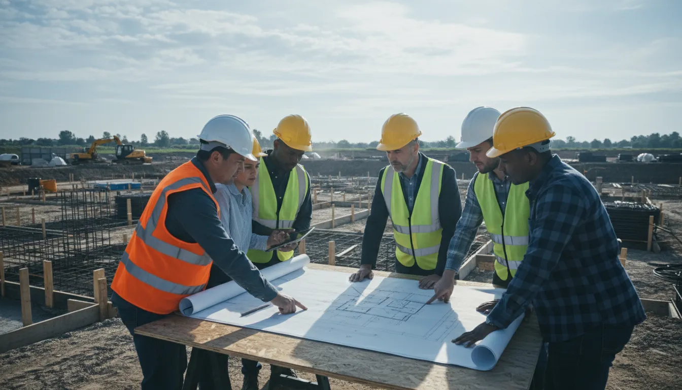GC का चित्र: a head builder managing a construction project