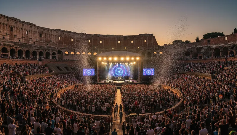 Illustration of coliseum: Large stadium for sports or events.