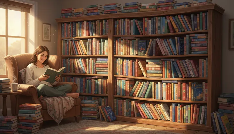 Illustration of bookshelf: A piece of furniture for storing books.