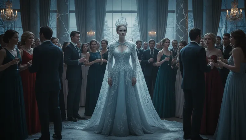 Illustration of ice queen: A woman who is cold and distant.