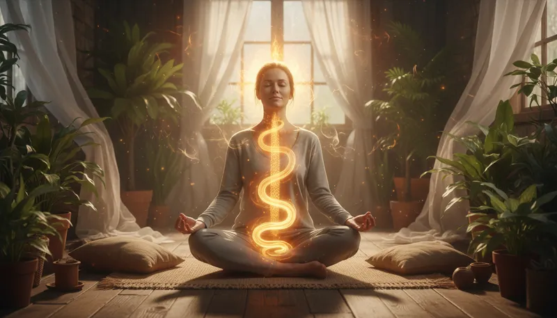 Illustration of kundalini: A form of spiritual energy in yoga.