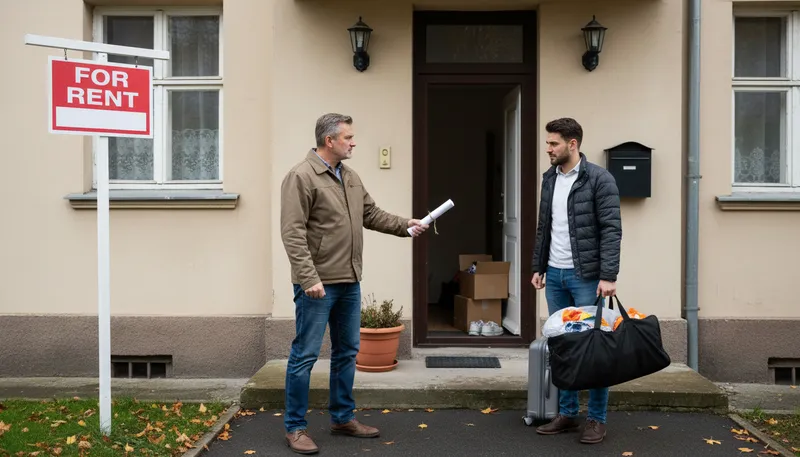Illustration of evict: To remove someone from a property.