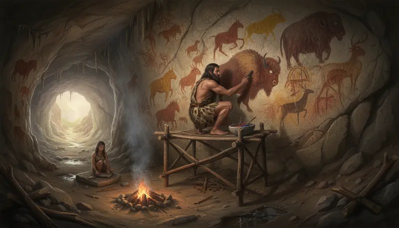 Illustration of caveman: A prehistoric human living in caves.
