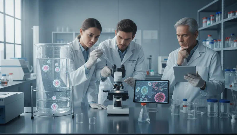 Illustration of nanoparticles: Extremely small particles used in science.