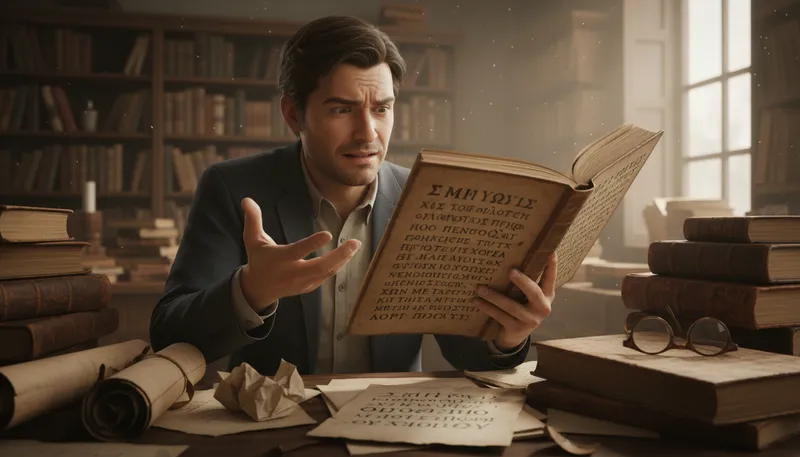 Illustration of it's greek to me: something that is not understandable