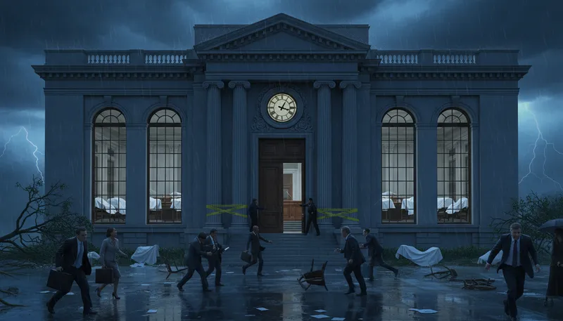 Illustration of suspended congress: temporary halt of legislative assembly.