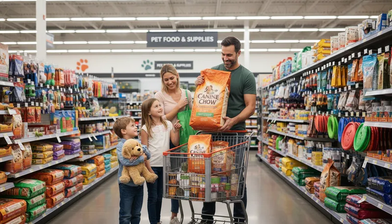 Illustration of petco: A pet supply retail chain.