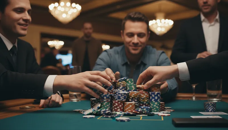 Illustration of cash in one's chips: To withdraw from a situation or claim rewards.