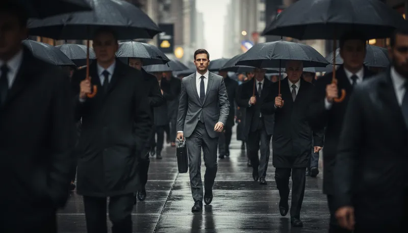 Illustration of conformity: Following rules or standards set by others.