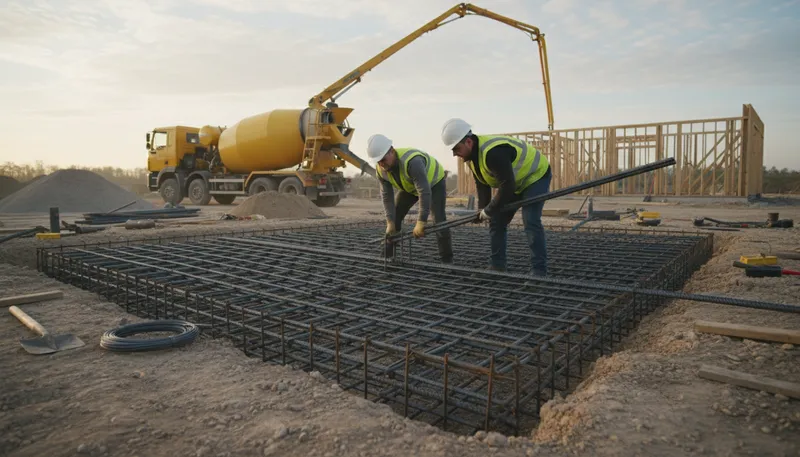 Illustration of rebar: Steel bars used to reinforce concrete.