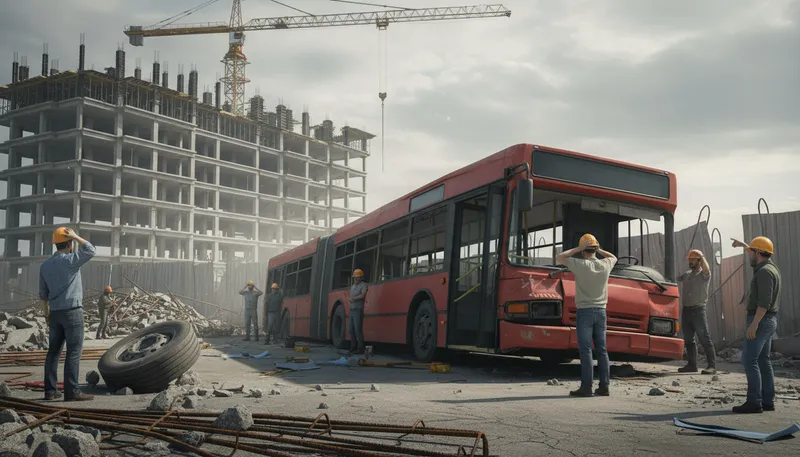 Illustration of the wheels fell off the bus: a situation that has completely gone wrong
