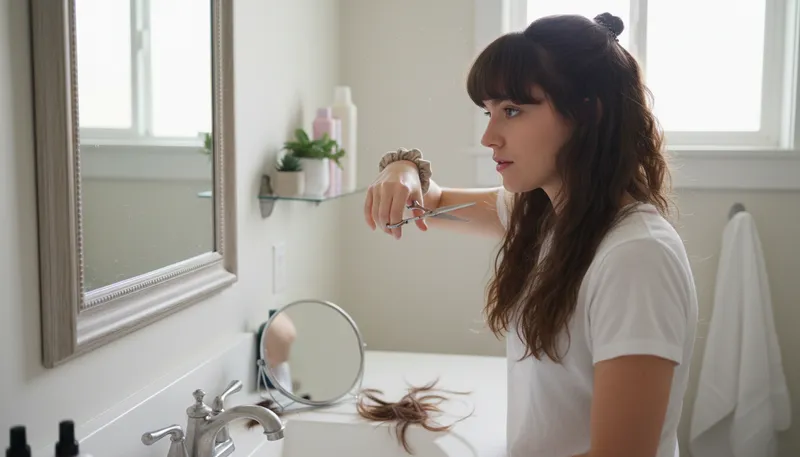 Illustration of bang: a fringe of hair over the forehead