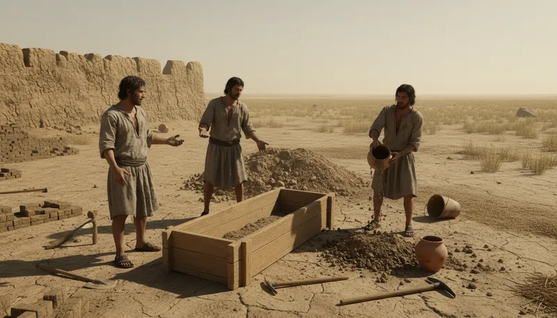 Illustration of make bricks without straw: Attempt something difficult without necessary resources.