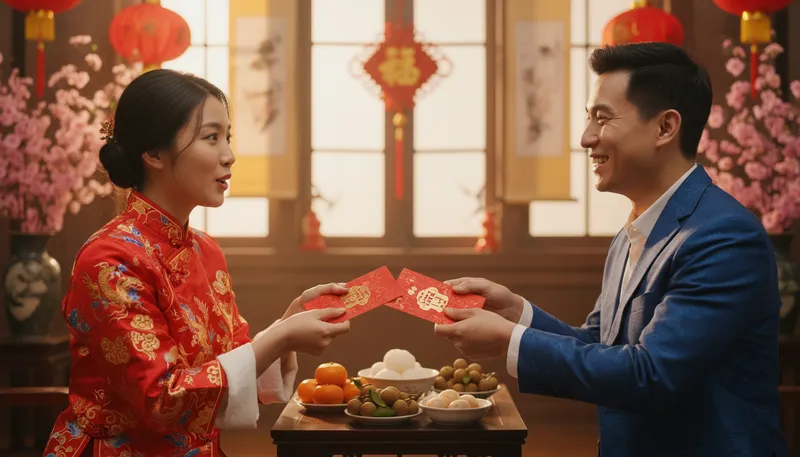 Illustration of gong xi fa cai: Wishing prosperity in Mandarin culture.