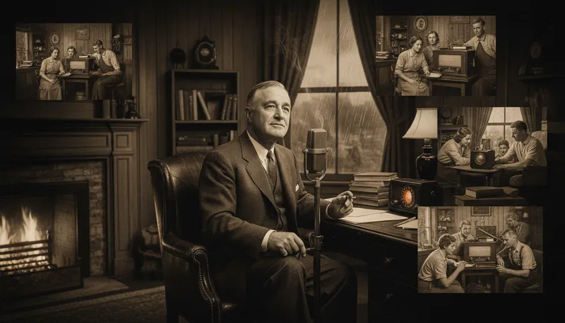 Illustration of FDR: Abbreviation for Franklin D. Roosevelt, U.S. president.