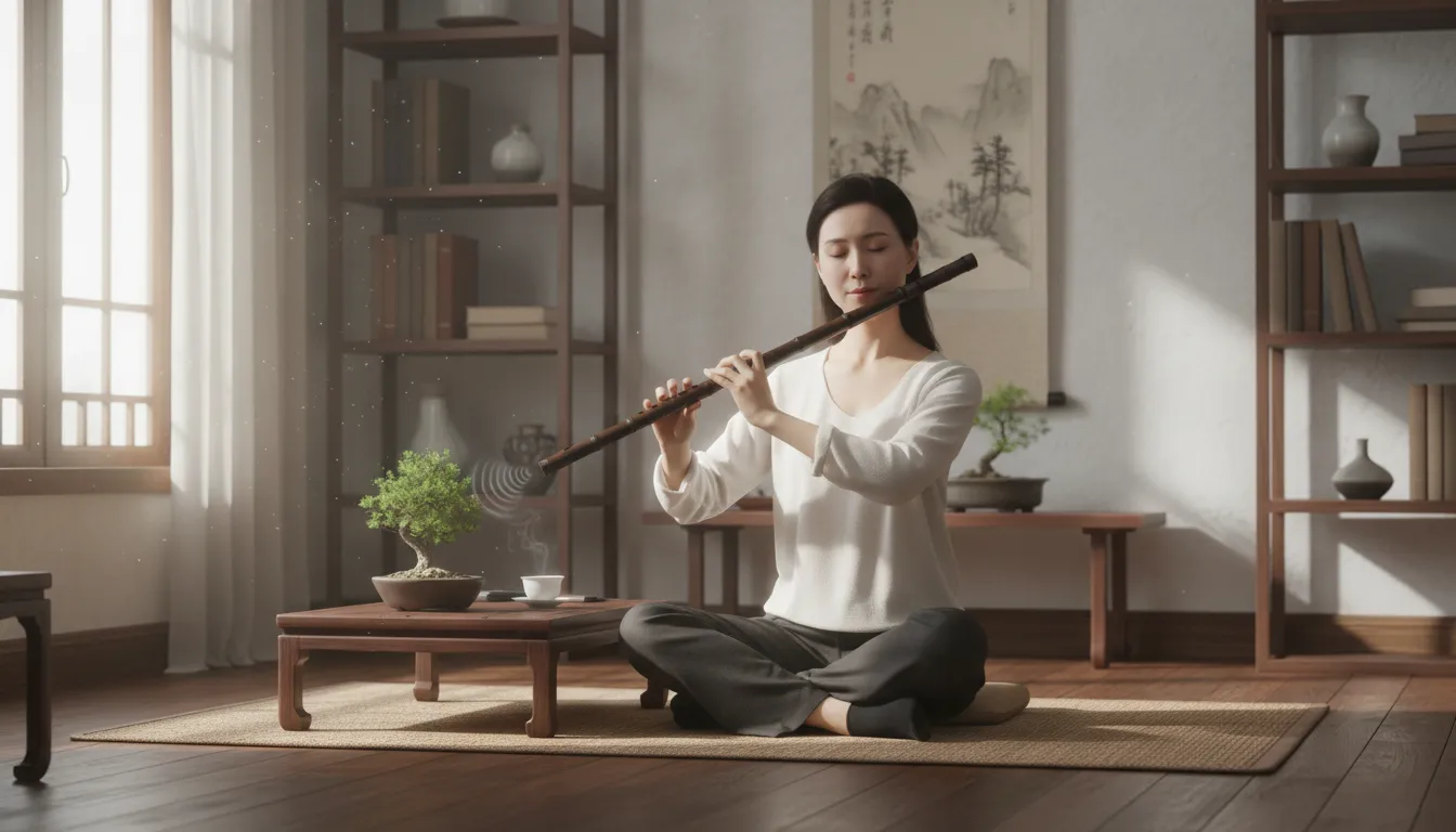 xiao 일러스트: A traditional Chinese bamboo flute.