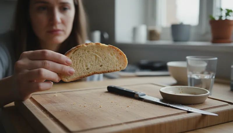 Illustration of a little bit of bread and no cheese: a minimal or insufficient amount