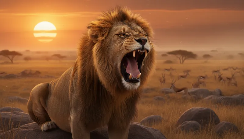 Illustration of roar: A loud, deep sound.